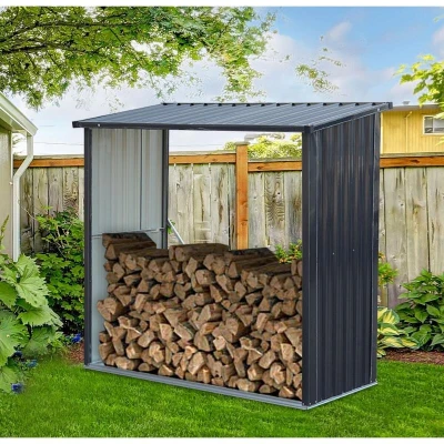 Tepro 7712 Wood Store Large Prístrešok na drevo 164 x 83 x 157 cm, plechový, antracit