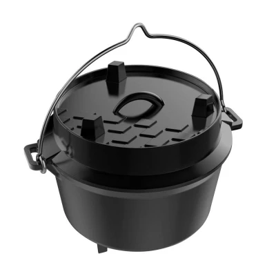 Tepro Dutch Oven M černý litinový kotlík s víkem, 8 l