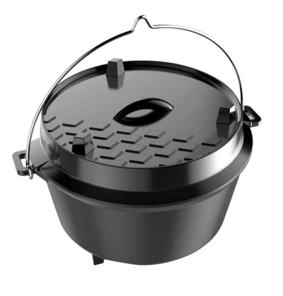 Tepro Dutch Oven L černý litinový kotlík s víkem, 12 l