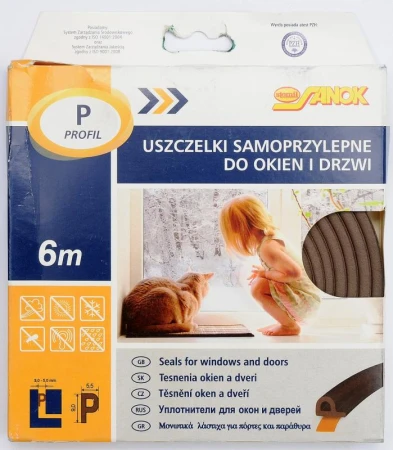 Vorel Těsnění do oken a dveří samolepící 9x5,5mm TYP P hnědé 6M