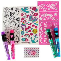 Tetovací studio třpytivé dětské set se 4 tetovacími pery a šablonami