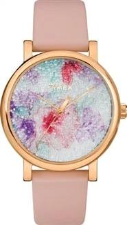Timex Crystal Bloom dámské analogové hodinky s koženým řemínkem