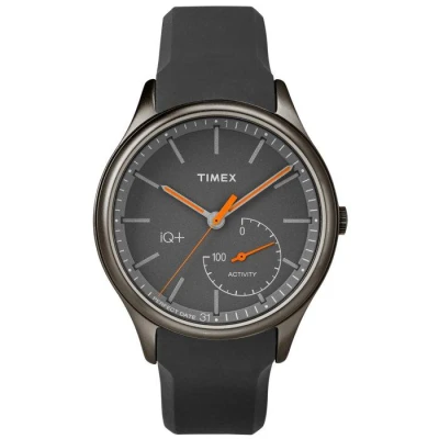 Timex IQ+ Move šedo-oranžové analogové hodinky