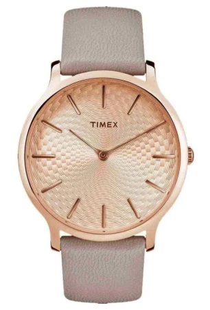 Timex Metropolitan růžovozlaté dámské analogové hodinky s koženým řemínkem