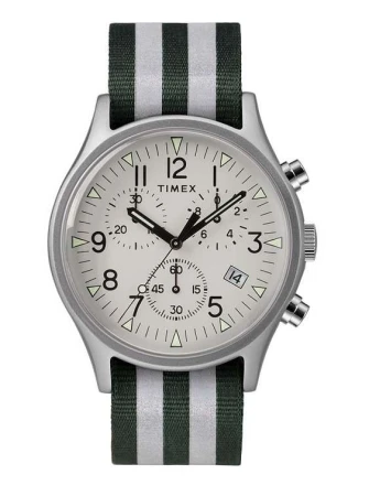 Timex MK1 Aluminum Chrono zeleno-šedé pánské analogové hodinky s textilním řemínkem