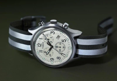 Timex MK1 Aluminum Chrono zeleno-šedé pánské analogové hodinky s textilním řemínkem