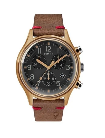 Timex MK1 Steel Chronograph hnědé pánské analogové hodinky s koženým řemínkem