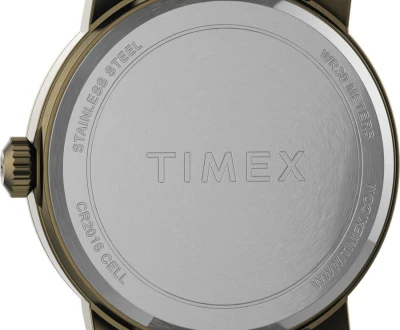 Timex Mod44, černo zlaté s koženým řemínkem