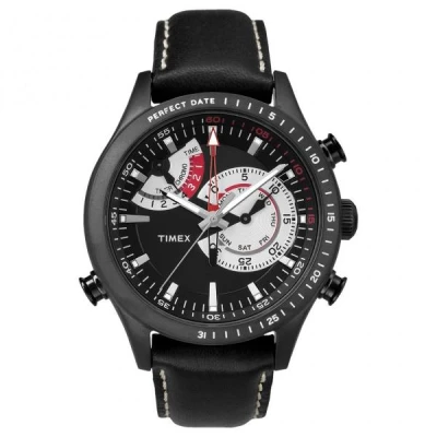 Timex Intelligent Quartz Chrono Timer s koženým řemínkem pánské analogové hodinky