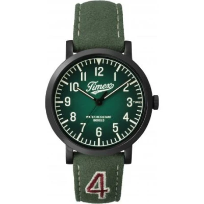 Timex Originals University zelené pánské analogové hodinky s koženým řemínkem