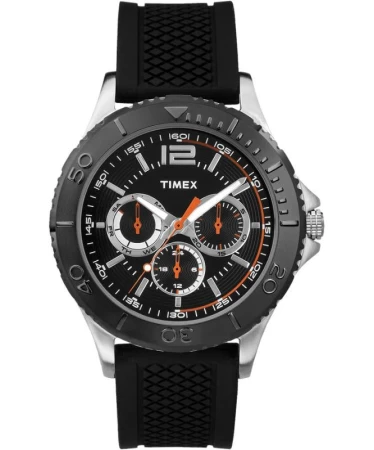 Timex Taft Street černé pánské analogové hodinky s koženým řemínkem