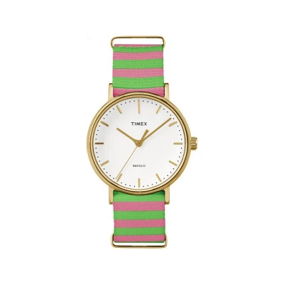 Timex Weekender Fairfield, zlaté s textilním řemínkem