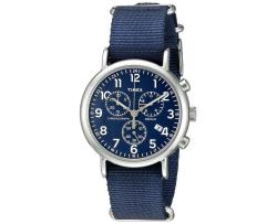Timex Weekender silver tone case Blue dial TW2P71300 hodinky