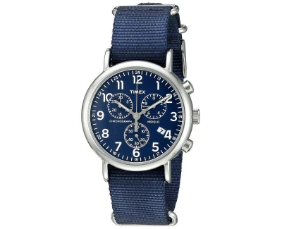 Timex Weekender silver tone case Blue dial TW2P71300 hodinky Timex Weekender silver tone case Blue dial TW2P71300 hodinky