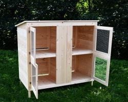 TOHOS Dřevěná králíkárna se 4 kotci