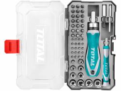 TOTAL-TOOLS Šroubovák ráčnový a hodinářsky s ořechy a hroty, sada 55ks, industrial TOTAL-TOOLS Šroubovák ráčnový a hodinářsky s ořechy a hroty, sada 55ks, industrial