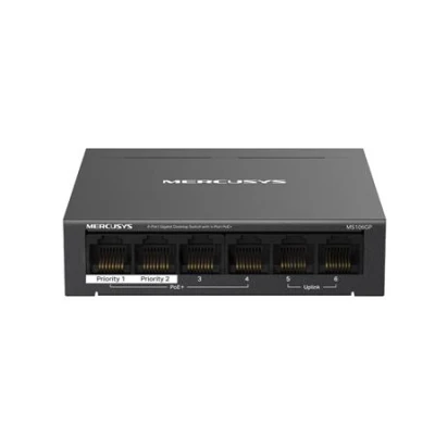 TP-Link Mercusys MS106PG 6portový stolní switch 100/1000 Mb/s se 4 porty PoE+ TP-Link Mercusys MS106PG 6portový stolní switch 100/1000 Mb/s se 4 porty PoE+