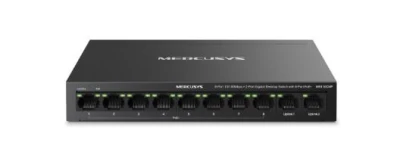 TP-Link Mercusys MS110CMP 8portový 10/100 Mb/s + 2portový gigabitový stolní přepínač s 8 porty PoE+
