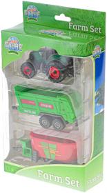 Traktor 9cm set se 2 vlečkami 4 druhy plast v krabici