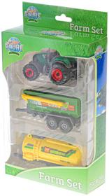 Traktor 9cm set se 2 vlečkami 4 druhy plast v krabici