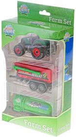 Traktor 9cm set se 2 vlečkami 4 druhy plast v krabici