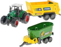 Traktor 9cm set se 2 vlečkami 4 druhy plast v krabici