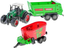 Traktor 9cm set se 2 vlečkami 4 druhy plast v krabici