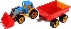 Traktor barevný bagr s vlekem a lžící na písek plast v síťce