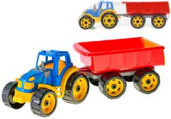Traktor barevný set se sklápěcím přívěsem 54cm plast v síťce Traktor barevný set se sklápěcím přívěsem 54cm plast v síťce