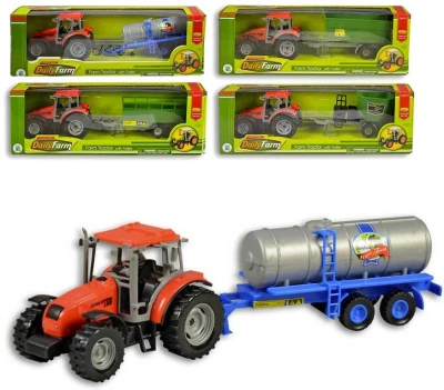 Traktor farmársky 33cm set s prívesom 4 druhy v krabičke plast Traktor farmársky 33cm set s prívesom 4 druhy v krabičke plast