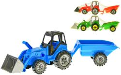 Traktor nakladač barevný set s vlečkou volný chod 3 barvy v síťce Traktor nakladač barevný set s vlečkou volný chod 3 barvy v síťce