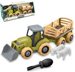 Traktor s vlekem s ovcemi montážní šroubovací set s nástrojem volný chod Traktor s vlekem s ovcemi montážní šroubovací set s nástrojem volný chod