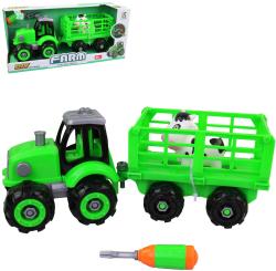 Traktor šroubovací s vlečkou montážní set s nástrojem a zvířátkem na baterie Traktor šroubovací s vlečkou montážní set s nástrojem a zvířátkem na baterie