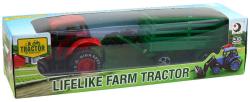 Traktor zemědělský 9cm set s vlečkou 4 druhy v krabici plast