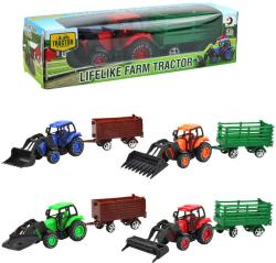 Traktor zemědělský 9cm set s vlečkou a nástrojem 4 druhy v krabici plast Traktor zemědělský 9cm set s vlečkou a nástrojem 4 druhy v krabici plast