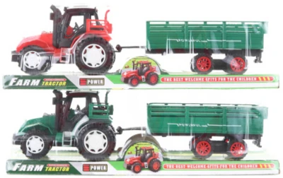 Traktor zemědělský na setrvačník plastový set s vlekem 2 barvy