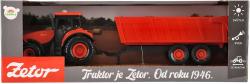 Traktor Zetor červený set s valníkem na setrvačník na baterie Světlo Zvuk