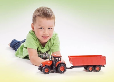 Traktor Zetor červený set s valníkem na setrvačník na baterie Světlo Zvuk