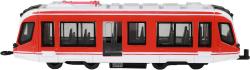 Tramvaj červená kovová MHD Městská hromadná doprava zpětný chod