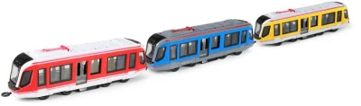 Tramvaj červená kovová MHD Městská hromadná doprava zpětný chod