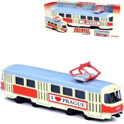 Tramvaj česká kovová 16cm zpětný chod I Love Prague model v krabici Tramvaj česká kovová 16cm zpětný chod I Love Prague model v krabici