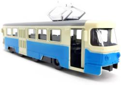 Tramvaj kovová s efekty 16cm na baterie zpětný chod Světlo Zvuk