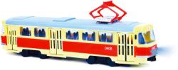 Tramvaj MHD 28cm česky hlásí zastávky funkční dveře na baterie Světlo Zvuk CZ
