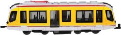 Tramvaj žlutá kovová MHD Městská hromadná doprava zpětný chod