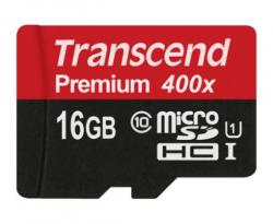 Transcend 16GB microSDHC UHS-I 400x Premium (Class 10) paměťová karta (bez adaptéru) Transcend 16GB microSDHC UHS-I 400x Premium (Class 10) paměťová karta (bez adaptéru)
