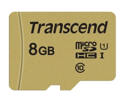 Transcend 8GB microSDHC 500S UHS-I U1 (Class 10) MLC paměťová karta (s adaptérem), 95MB/s R, 25MB/s W Transcend 8GB microSDHC 500S UHS-I U1 (Class 10) MLC paměťová karta (s adaptérem), 95MB/s R, 25MB/s W