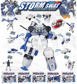Transformer auto robot 2v1 s přeměnou policie 5 druhů plast