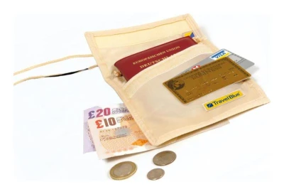 Travel Blue Neck Wallet Rfid Beige