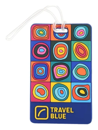 Travel Blue Squares vícebarevná visačka na kufr