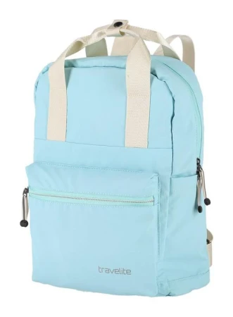 Travelite Basics Canvas Backpack světle modrý městský batoh